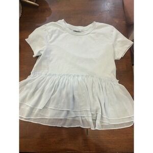 Abercrombie & Fitch Tiered Ruffle Peplum Top Women's Short Sleeve Blouse Cute